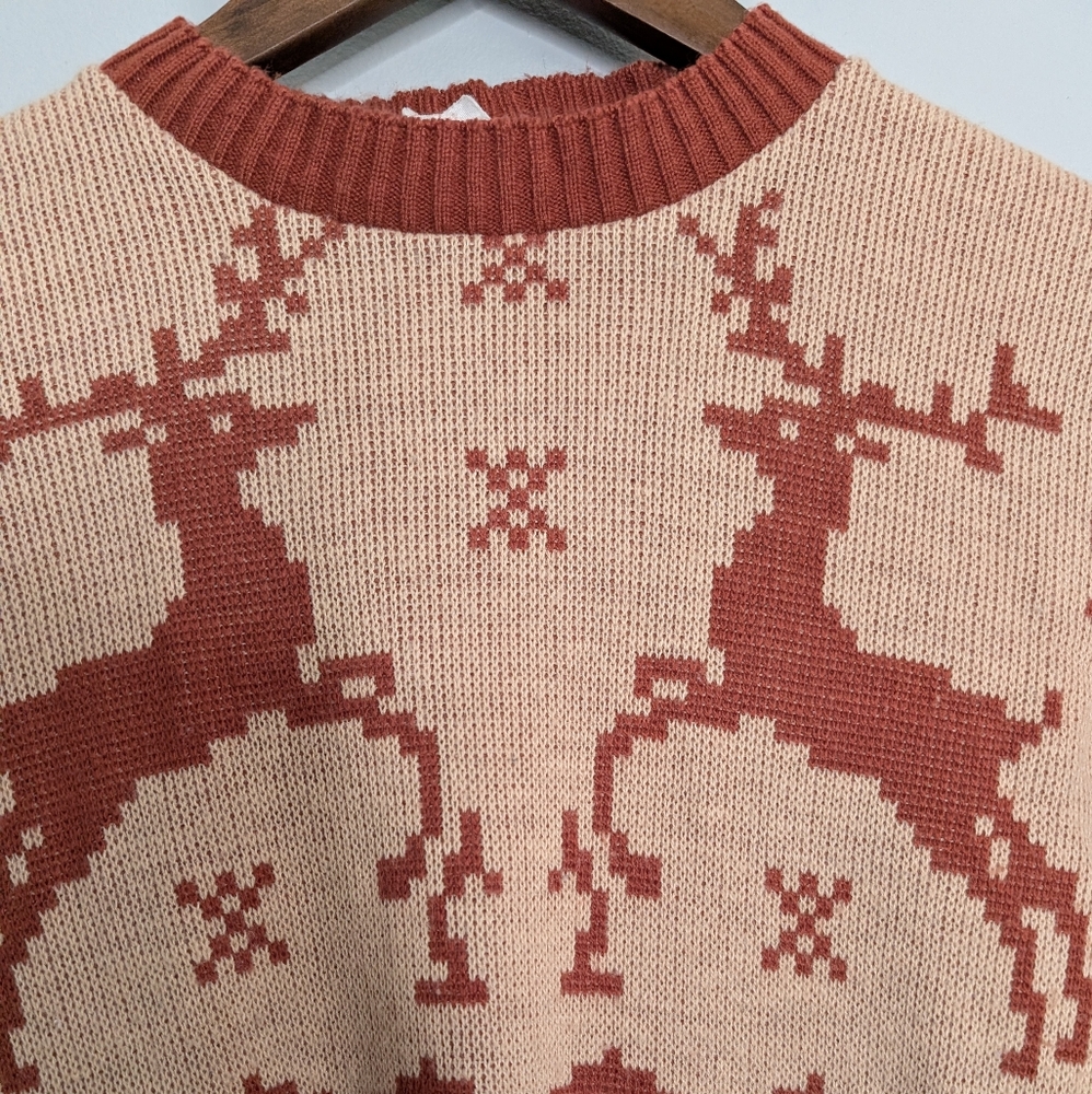 Vintage 1970's brown reindeer holiday sweater - Picture 3 of 4